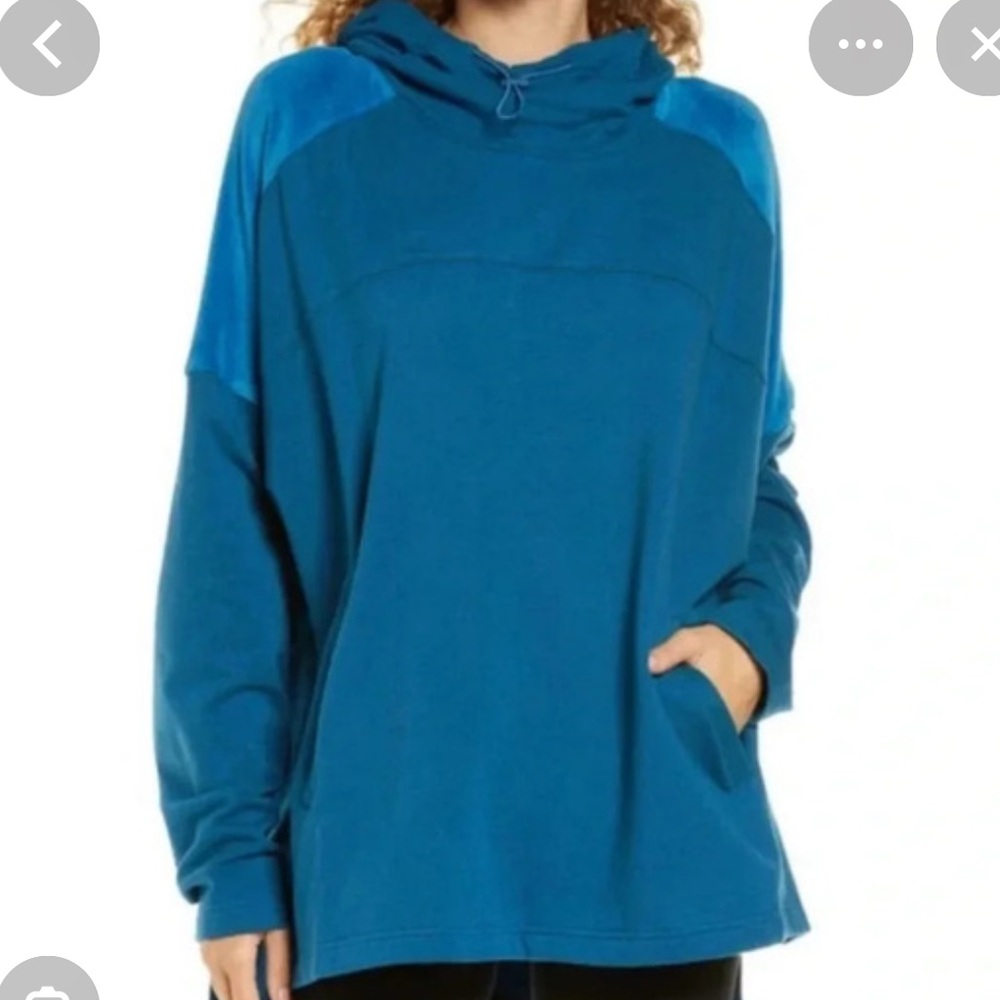 Free People Movement Latitude Oversized Hoodie in Blue Lagoon Size XS NWT